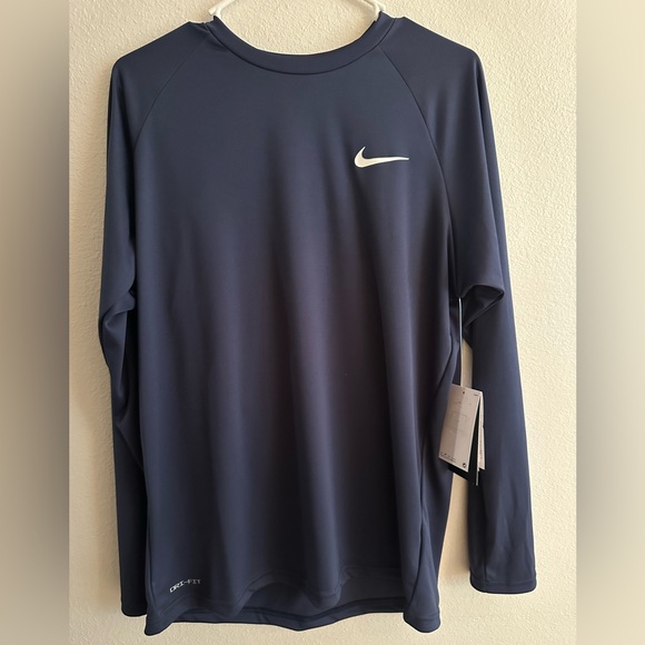 Men’s Nike Swim Dri-FIT UPF 40+ Hydroguard Swim Tee. Midnight Navy - Picture 1 of 5